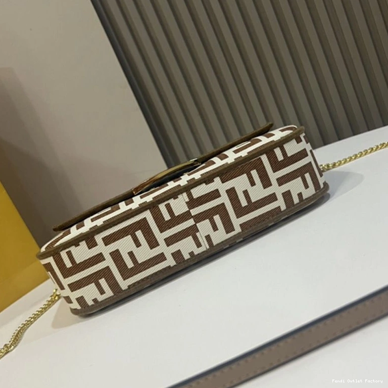 Cheap HOT Fendi Bag Baguette FF Mini Fabric Motif Coffee In 0807